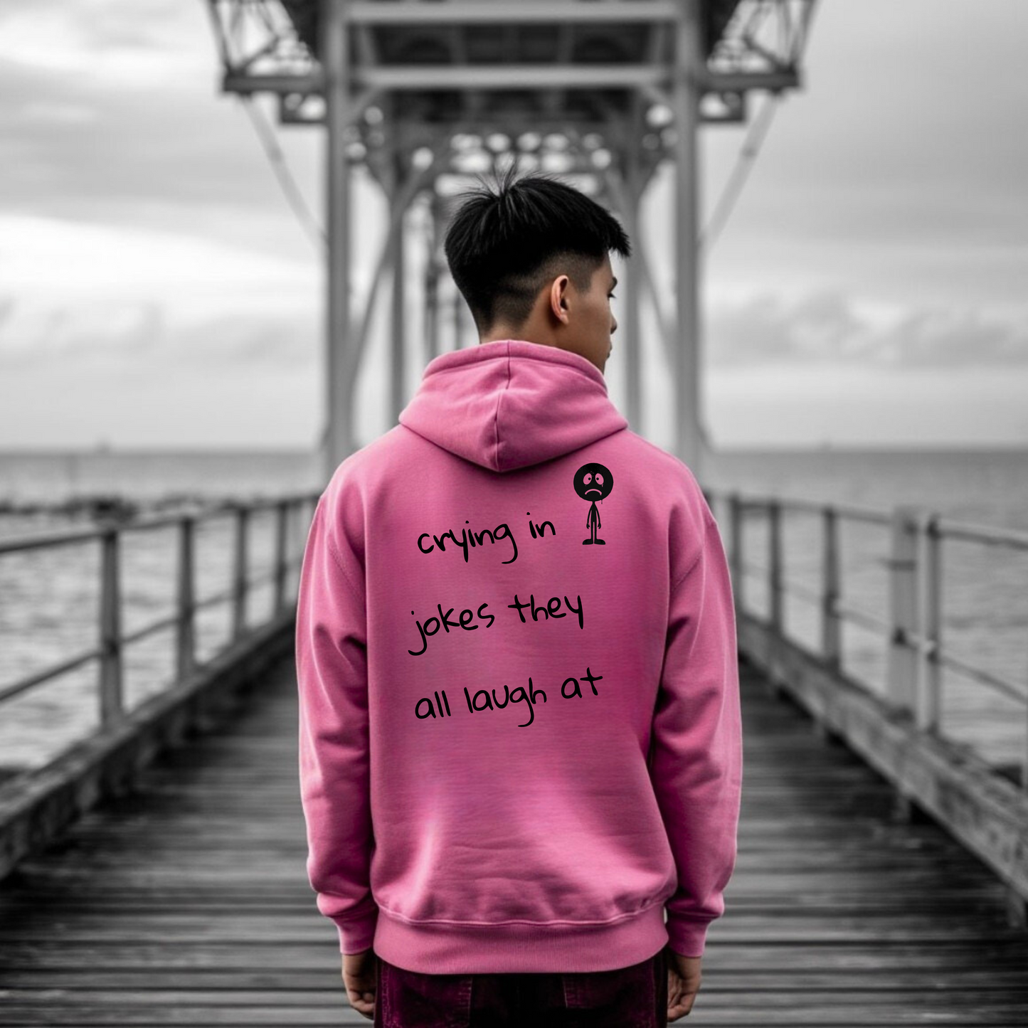 Men's Hoodie | crying in jokes they all laugh at