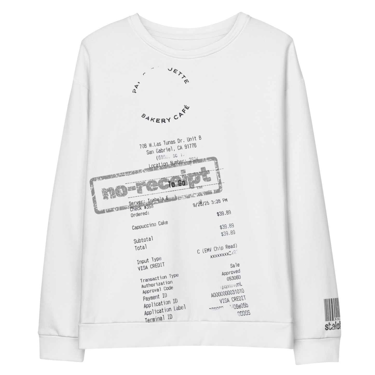 stalehuman™ no-receipt unisex sweatshirt • cappuccino cake print 00.9