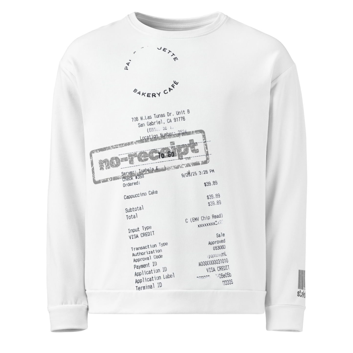 stalehuman™ no-receipt unisex sweatshirt • cappuccino cake print 00.9