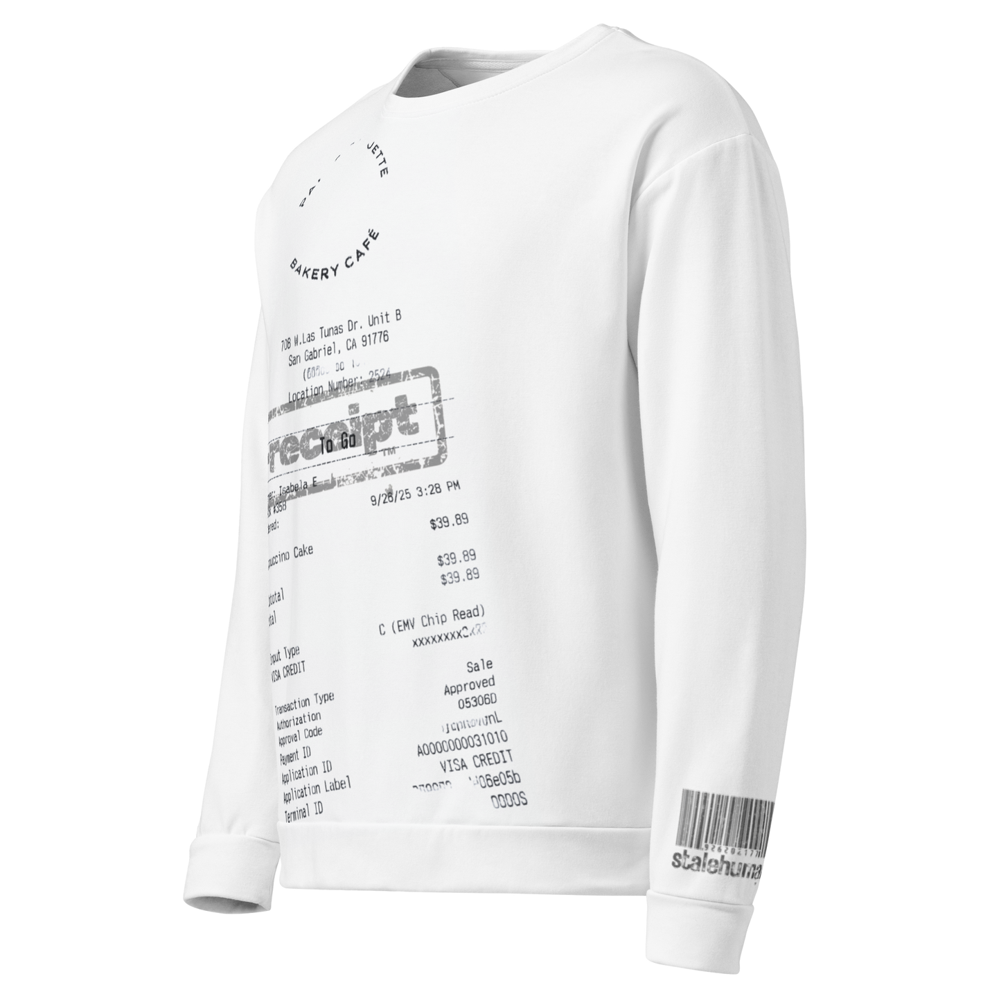 stalehuman™ no-receipt unisex sweatshirt • cappuccino cake print 00.9