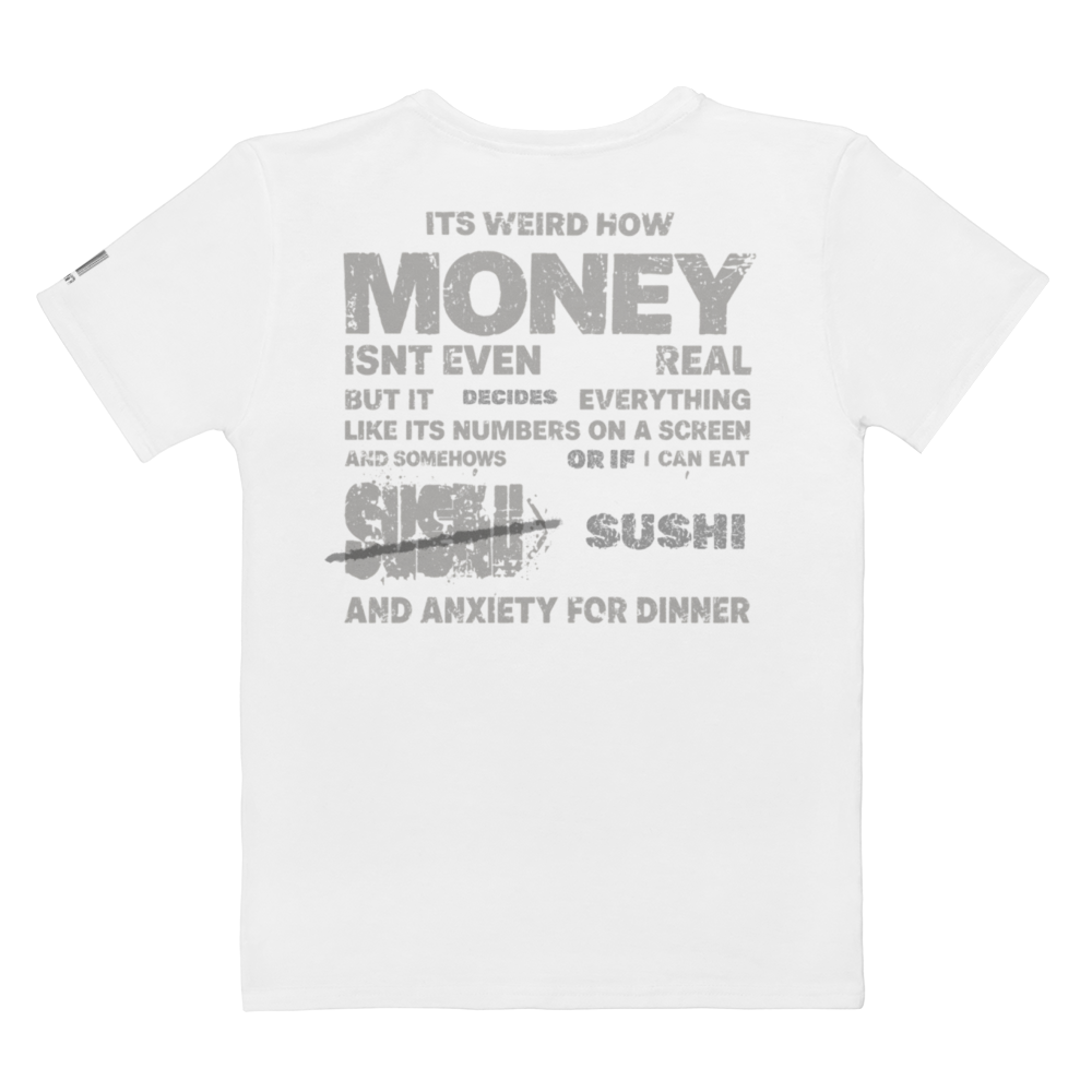 stalehuman™ no-receipt women’s tee shirt • cappuccino cake print 00.2