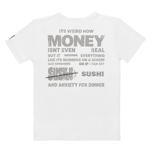 stalehuman™ no-receipt women’s tee shirt • cappuccino cake print 00.2