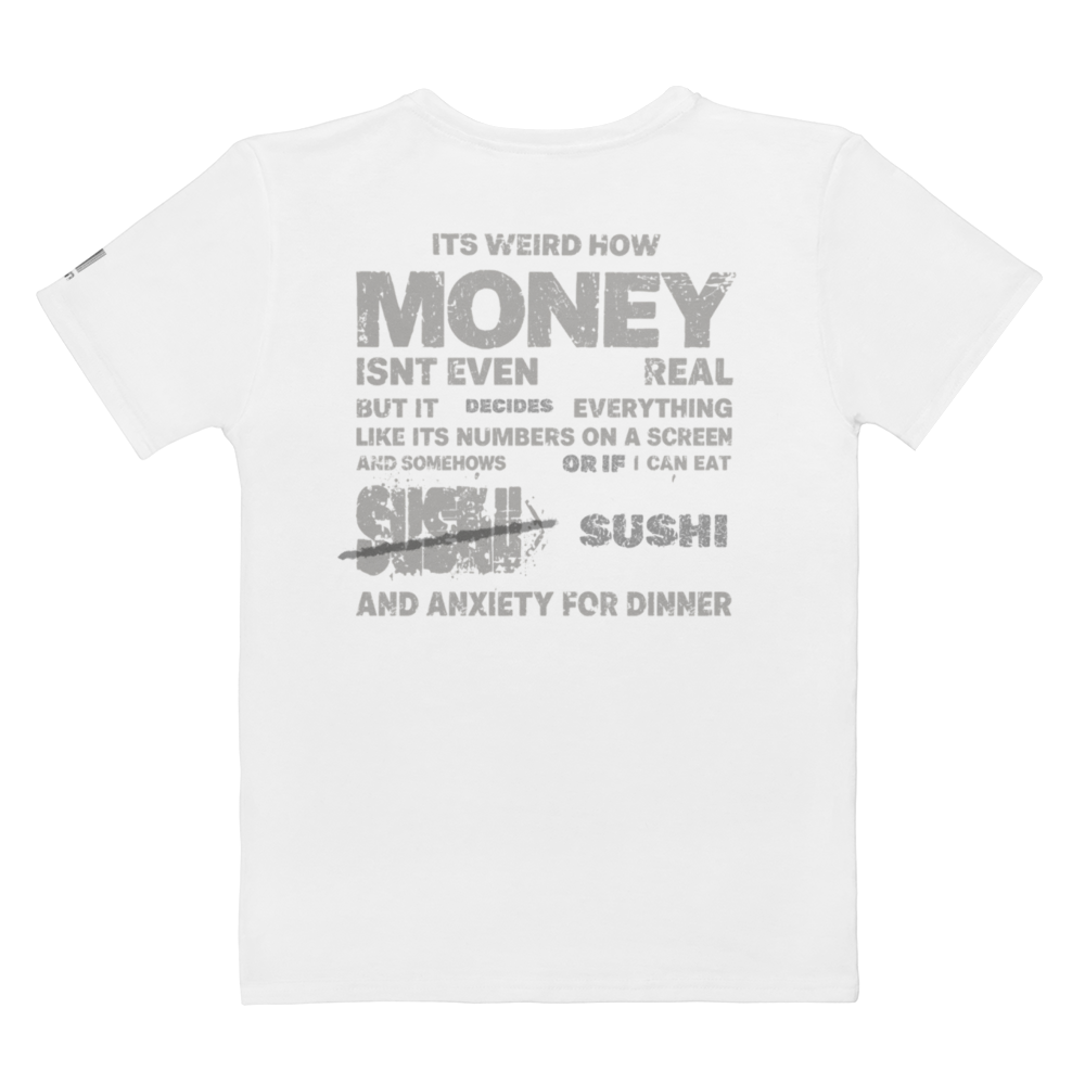 stalehuman™ women’s tee shirt • cappuccino cake print 00.4