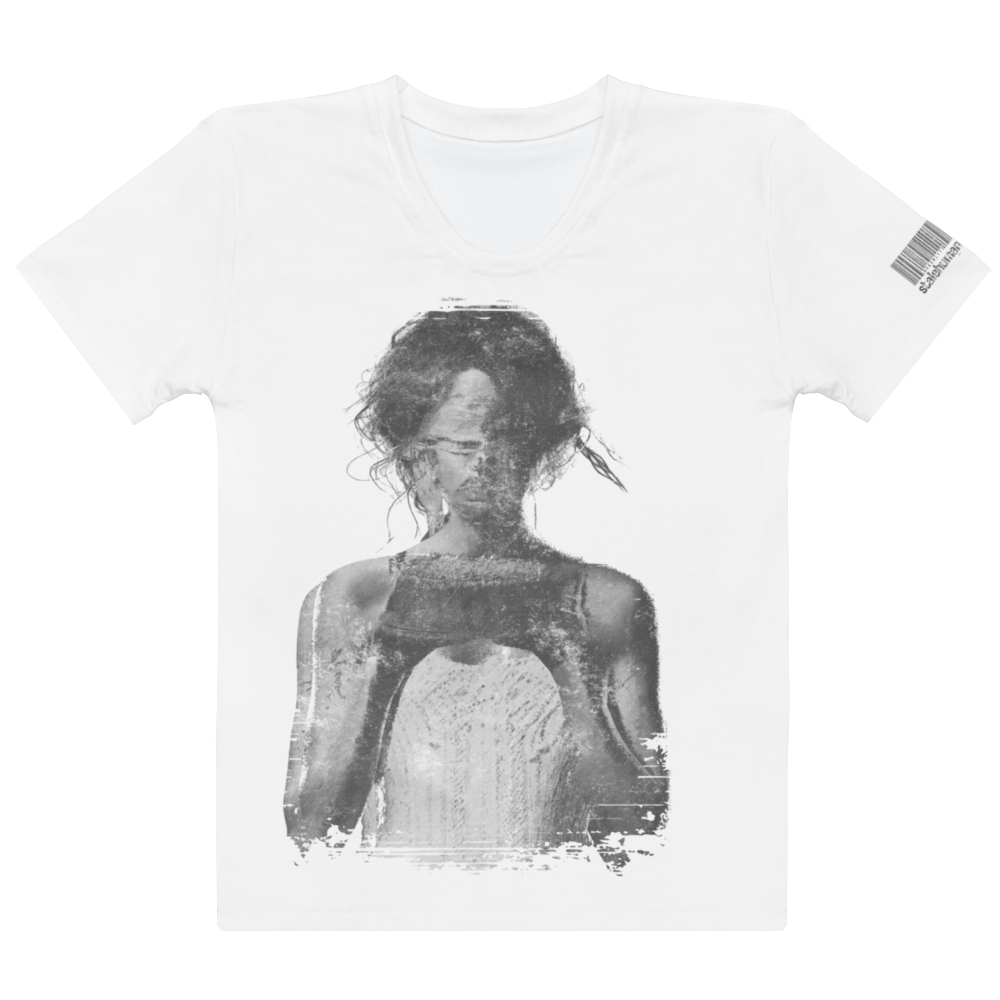 stalehuman™ women’s tee shirt • cappuccino cake print 00.4