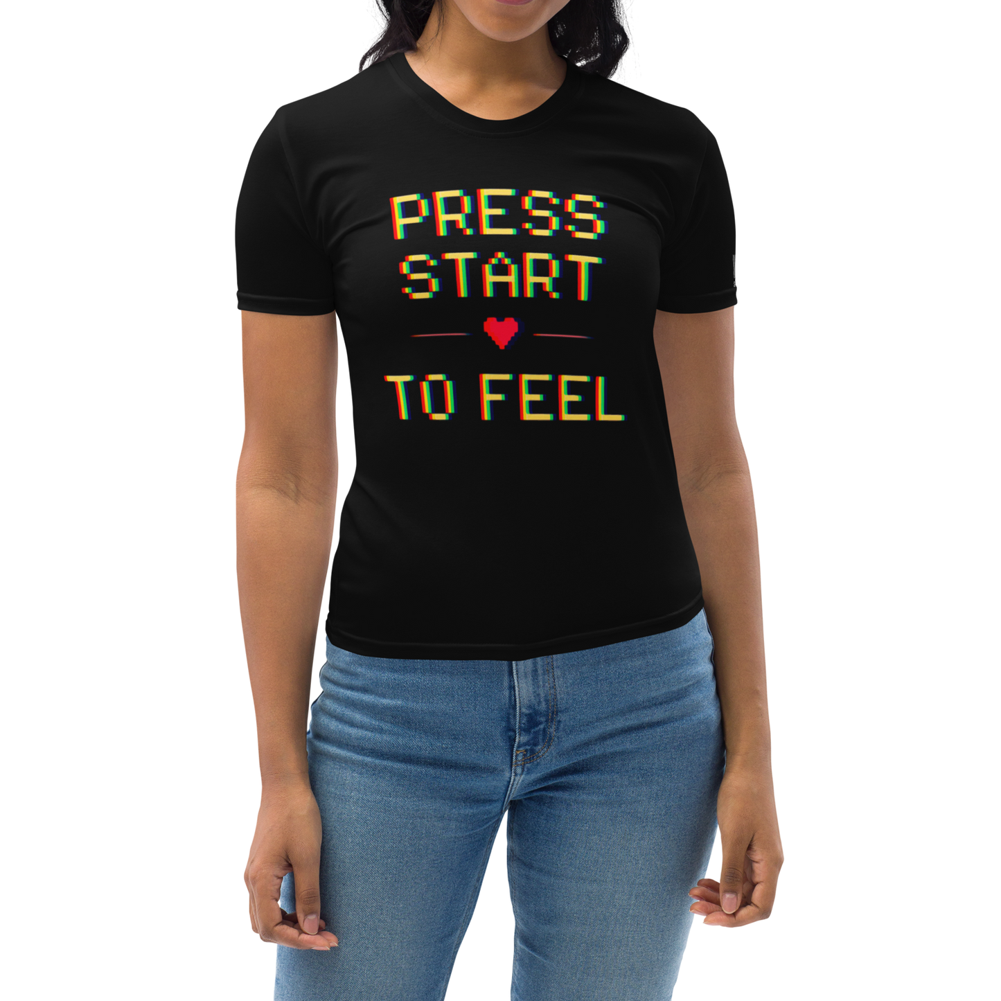 stalehuman™ women’s tee shirt • press start print 00.8