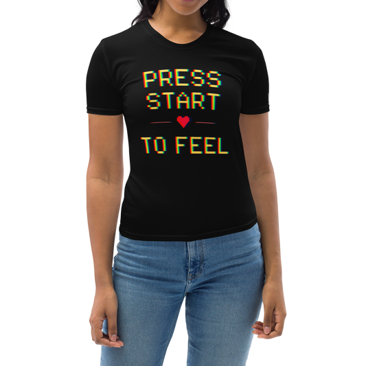 stalehuman™ women’s tee shirt • press start print 00.8