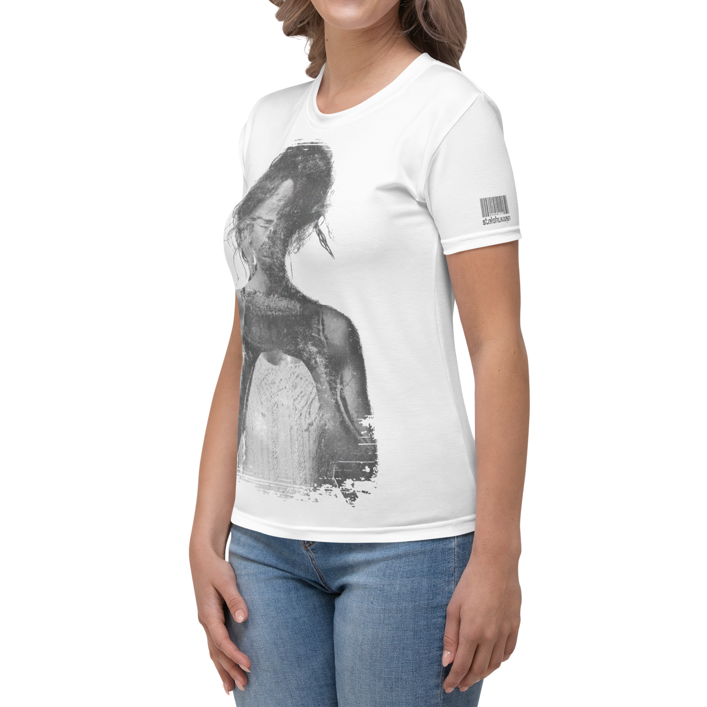 stalehuman™ women’s tee shirt • cappuccino cake print 00.4