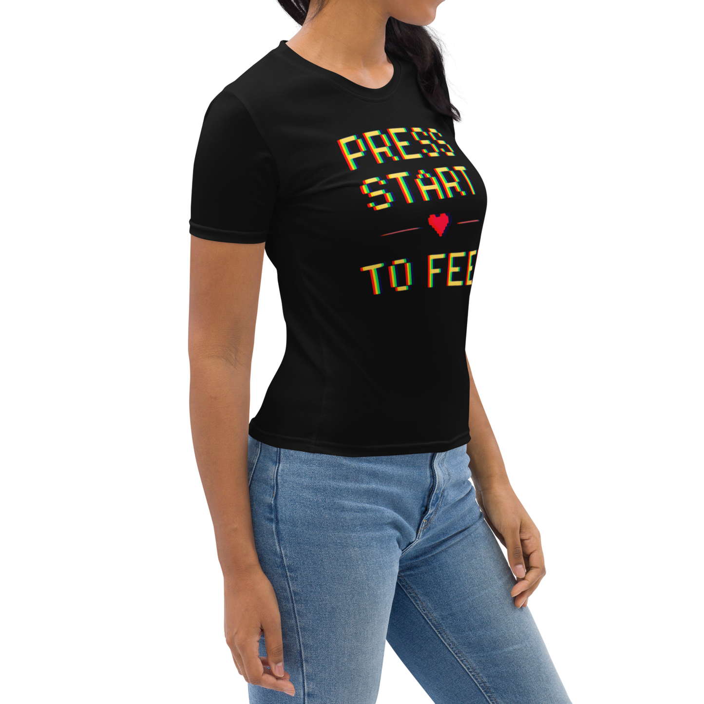 stalehuman™ women’s tee shirt • press start print 00.8